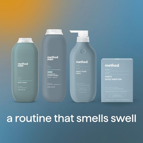 Method Men Body Wash, Sea + Surf, Paraben and Phthalate Free, 18 FL Oz (Pack of 3),Softening