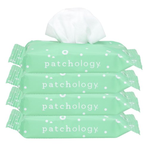 Patchology Clean AF Facial Cleansing Wipes - On-The-Go Refreshing Travel Size Face Wipes for Removing Dirt and Oil - Makeup Remover for Sensitive and Oily Skin (4 Packs/60 Count)