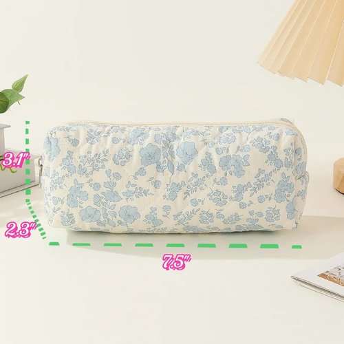 SoGhhd Cute Mini Quilted Makeup Bag for Women Travel Cosmetic Bags Lightweight Coquette Aesthetic Floral Toiletry Organizer Case (Floral#01)