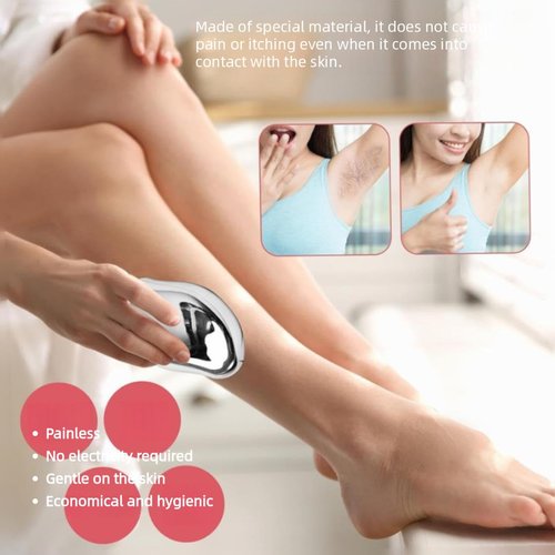 Epilators Crystal Hair Remover Natural Hair Eraser Reusable Painless Nano Glass Hair Removal Device Without Shaver Gentle Crystal Epilator and Exfoliator for Soft Silky Skin Silver