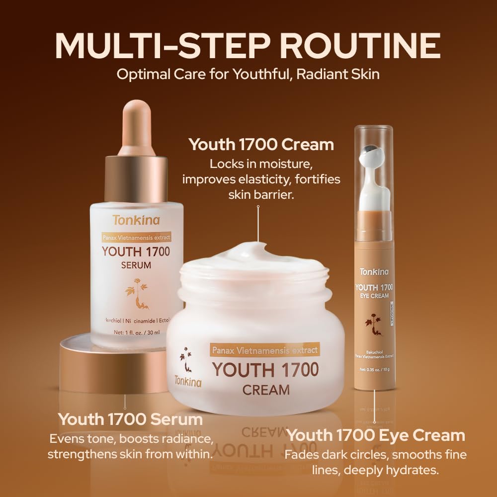 Youth 1700 Anti Aging Night Cream, Face Moisturizer with Niacinamide, Hyaluronic Acid, Peptide, Bakuchiol & Vietnamese Ginseng for Firming, Reduces Fine Lines & Wrinkle, All Skin Types, 1.76 oz