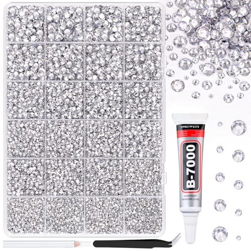 Silver Clear Resin Rhinestones 25000pcs Crafting Gems with Glue - Large Pack