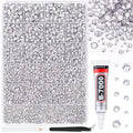 Silver Clear Resin Rhinestones 25000pcs Crafting Gems with Glue - Large Pack