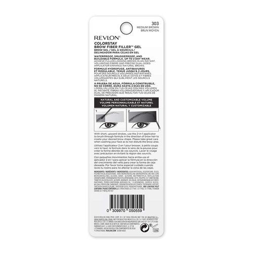 Revlon ColorStay Brow Fiber Filler - Longwearing Waterproof Eyebrow Gel in Medium Brown, 0.23 fl. oz.