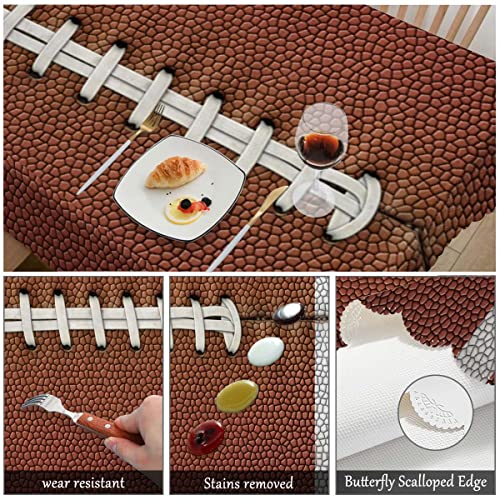 Football Tablecloth 52x70 Inch Rectangular Sports Game Leather Pattern Kitchen Decor - Brown