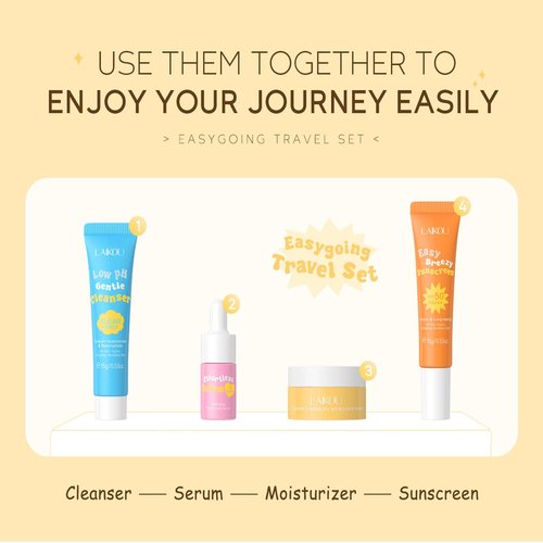 Hydrating Skin Care Set Travel Kit, Gifts for Women and Teenage Girls, 4 Piece Skincare Essentials Set Mini Travel Size With Facial Cleanser, Cream, Serum, Sunscreen - Travel Essentials Gift Set