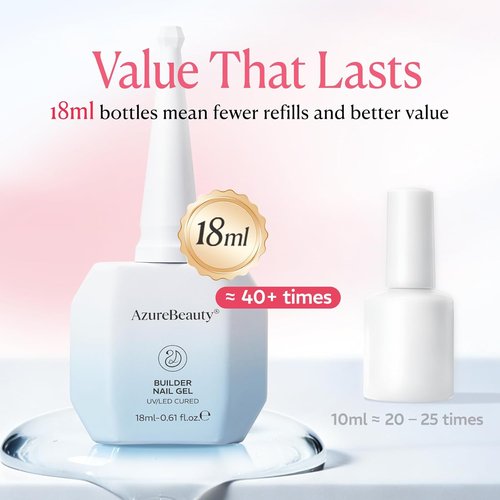 AZUREBEAUTY Builder Nail Gel - 7-in-1 Jelly Peach, 18ml | Beginner-Friendly Nail Strengthener for DIY Home Salon