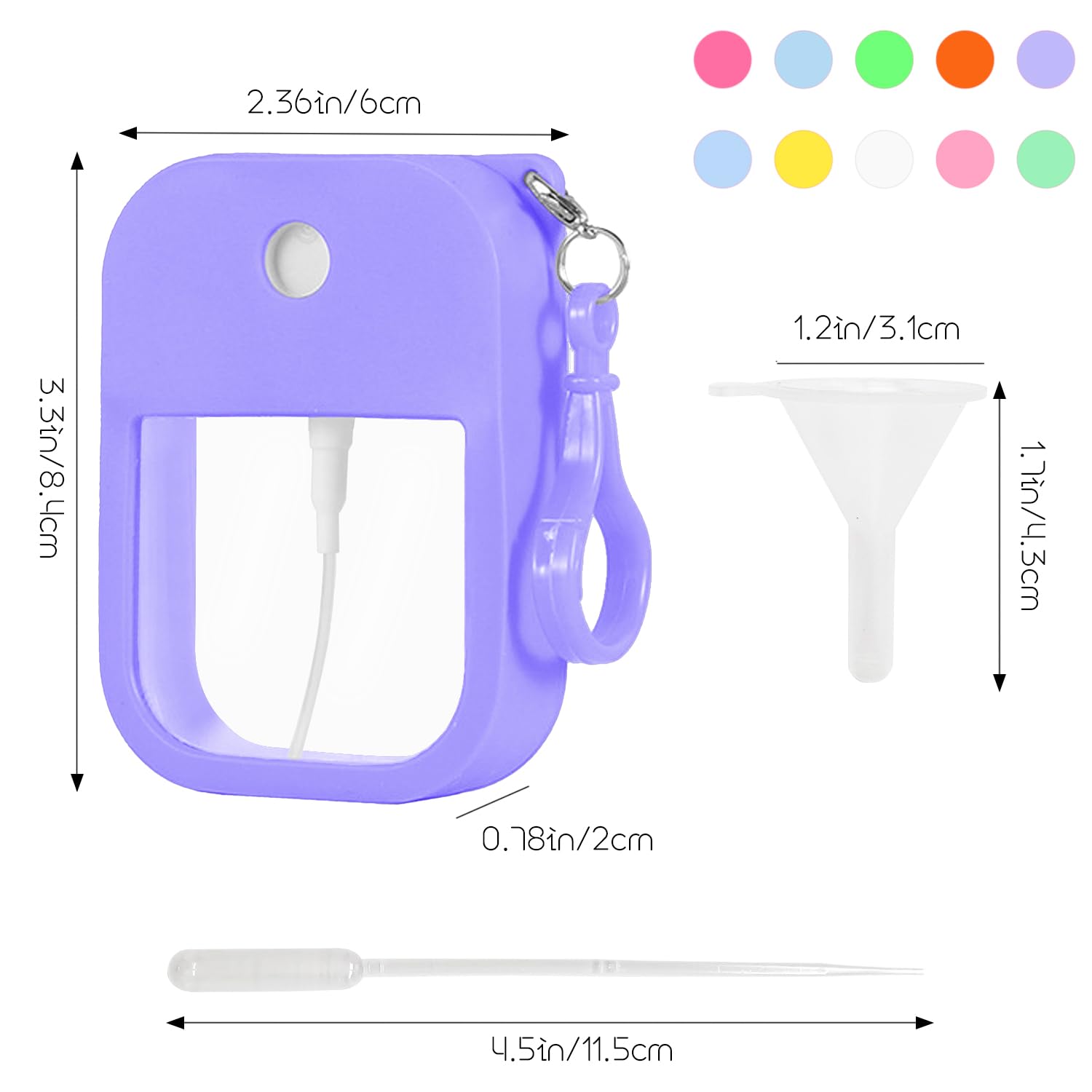 VIEKIER 10 Pcs Portable Card Spray Bottle 1.29oz Refillable Perfume Bottle Reusable Leakproof Water Spray Bottle with Keychain for Cosmetic 10 Color