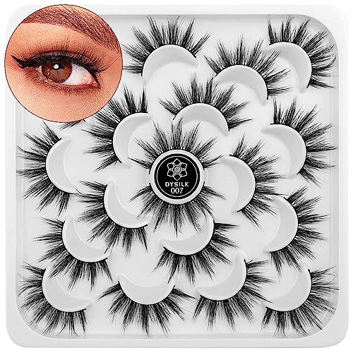 DYSILK Fluffy Mink Lashes 17mm - Wispy Natural Look Reusable Eyelashes 07-17mm Variation