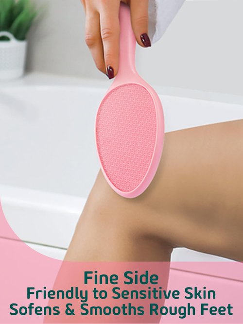 Sunivaca 2-Sided Glass Foot File Callus Remover Without Drain Stand (Pink)