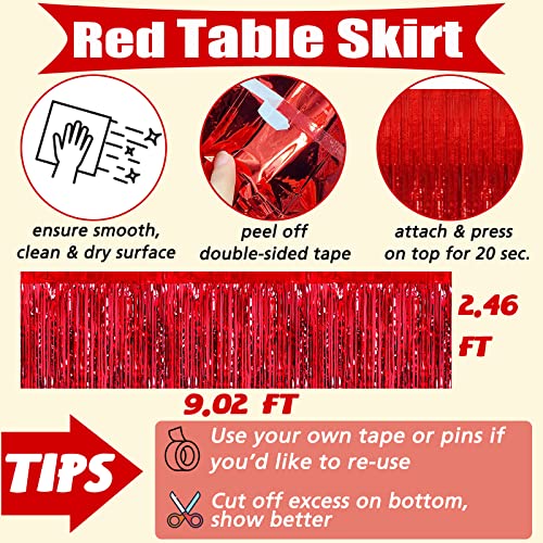 Red Metallic Foil Fringe Table Skirts 6 Pack - Party & Celebration Decor