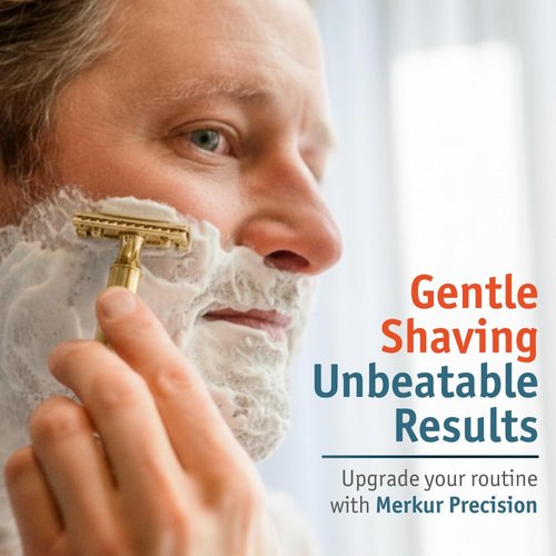 Merkur Classic Double Edge Safety Razor - Gold Plated Finish | 1 Count for a Smooth Shave