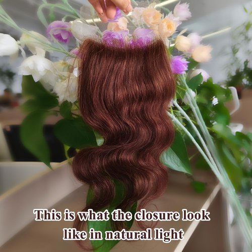 Brown color Body Wave Closure 4x4 Free Part Closure Brazilian Human Hair Closure Brown Body Wave Lace Closure Virgin Human Hair HD Lace closure Chocolate Brown (14 Inch)