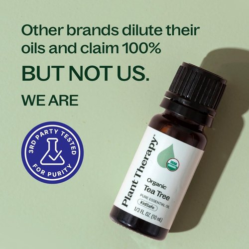 Plant Therapy Organic Tea Tree Oil - 100% Pure & USDA Certified Organic for Skin, Hair & Toenails | 10 mL