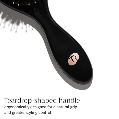 T3 Polish & Shine Oval Hairbrush - Premium Vegan Boar & Nylon Dual Bristle Design for Smoothing & Detangling