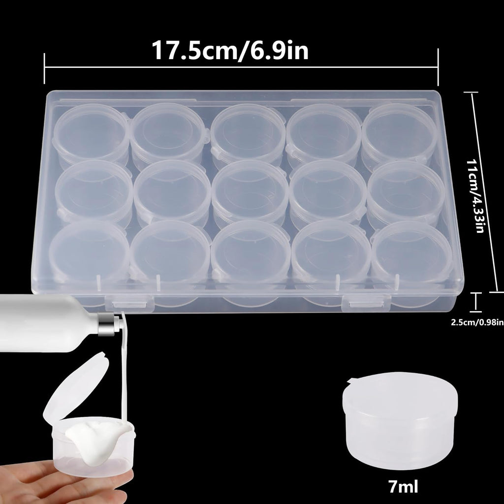 ZFYOUNG 15pcs plastic cosmetic jar 7g/7ml clear case with snap lids portable,Travel Storage Cosmetic Samples Beauty Products Mini Containers with Lids, Airtight Cosmetic Containers with Lids