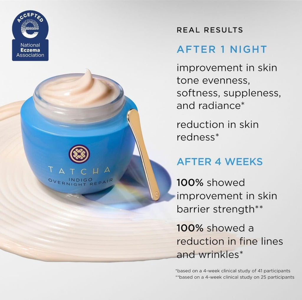 Tatcha Indigo Overnight Repair Cream - Travel-Sized Redness Reducing & Barrier Repairing Formula | 15 ml / 0.5 fl. oz.