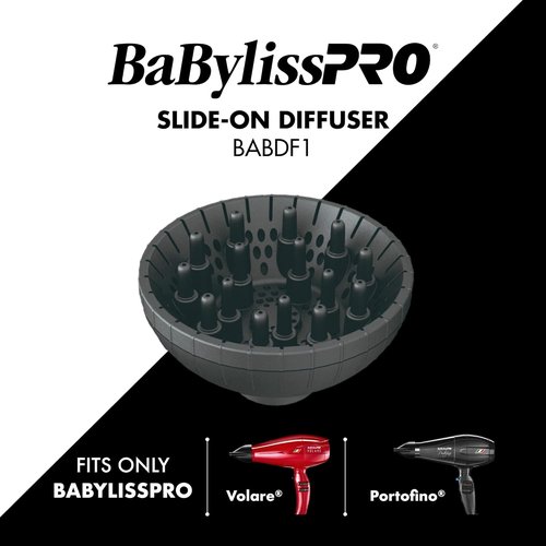 BaBylissPRO Slide-On Diffuser Attachment - Enhance Curl Definition for Volare & Portofino Hair Dryers, Black