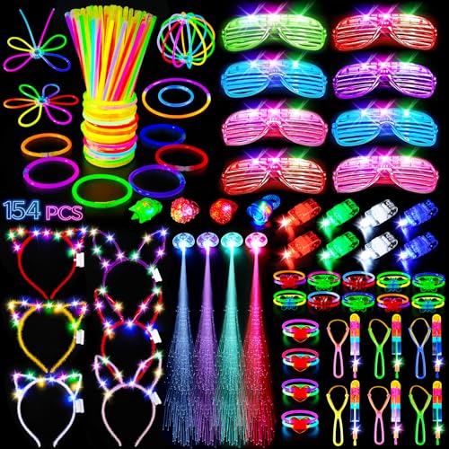 154-Piece Glow in the Dark Party Supplies Set for Kids & Adults - Neon Party Favors & Accessories