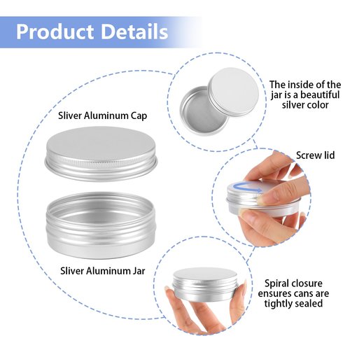 Opvixi Tins 12 Pack, 2 Ounce Salve Tins with Lids, Small Metal Aluminum Tin Jar Refillable Containers, Round Tin Travel Cosmetic Containers with Screw Lids, Tin Can for Salve, Balm, Lip Balm, Cream