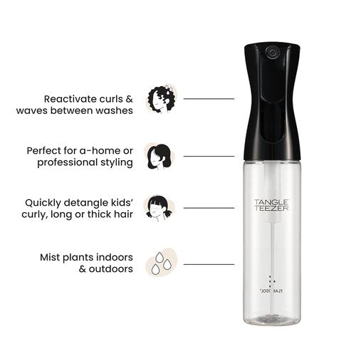 TANGLE TEEZER Continuous Spray Bottle - Reusable & Refillable for Hair Detangling | 10.1 oz, Black