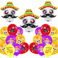 Sugar Skull Balloons Set for Day of the Dead Halloween Fiesta - 43pcs