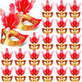 Halloween Mini Cake Toppers - Red Masquerade Masks, 24 Pcs