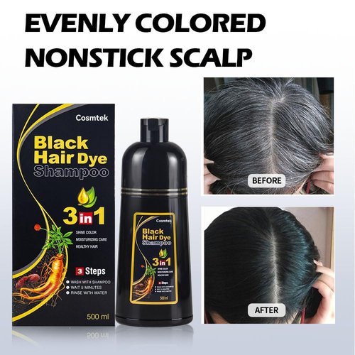 Regine Switzerland Black Hair Dye Shampoo - Herbal, Ammonia-Free Formula for 100% Gray Coverage | 16.9 Fl Oz