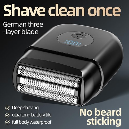 PYDINU Electric Foil Shavers for Men, New Mini Electric Razor with 3 Floating Blades, LED Display, USB-C Fast Rechargeable, Travel Portable Beard Trimmer for Men, Gifts for Dad Him (Black)