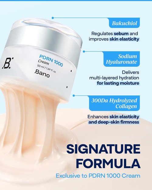 Bano PDRN 1000 Cream - PDRN & Collagen Firming Cream for Loose Skin | Face Moisturizer for Sensitive Skin | Bakuchiol for Skin Elasticity | Korean Skin Care | Fragrance-Free | 1.69 fl oz