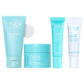 TULA Skin Care Best Sellers Mini Kit - Cult Classic Cleanser 1.7 oz, Brightening Treatment Drops 1 fl oz, 24-7 Day & Night Cream 0.5 oz, Hyaluronic Acid Serum, 4-Piece Kit