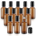 Mirrline 12 Pcs Essential Oil Roller Bottles Amber Glass Roller Bottles Refillable Cosmetic Vials Containers with Stainless Steel Roller Balls & Black Lid - 30ml/1oz