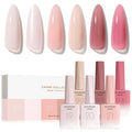 CANNI Quick Builder Nail Gel For Nails Set – 6 Colors 9ML Nude Soft Peach Pink, Soak Off UV LED Nail Extensions & Strengthening, Self-Leveling Builder Gel for DIY Manicure & Salon Use Women