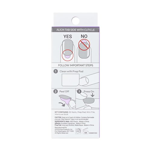 KISS imPRESS No Glue Mani Press On Nails, Design, 'Ballerina', Neutral/green, Medium Size, Coffin Shape, Includes 30 Nails, Prep Pad, Instructions Sheet, 1 Manicure Stick, 1 Mini File