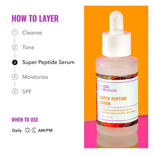 Good Molecules Super Peptide Serum Pack 2 – 1 fl oz / 30 ml Each | Lightweight Facial Serum with Peptides & Copper Tripeptides, Water-Based Skincare