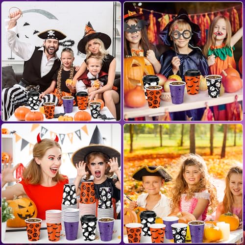 Halloween Ghost Disposable Coffee Cups Set - 200 12oz Party Drinkware