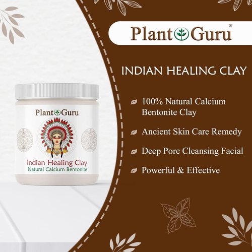Plant Guru Calcium Bentonite Clay Powder 5 lbs. Bulk Wholesale 100% Natural Indian Healing Clay - Deep Pore Cleansing Facial And Body Mask - Detox Clay for Face, Hair, Acne, and Bath.