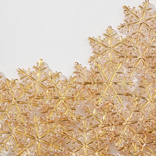 45pcs Acrylic Snowflake Ornaments for Christmas Tree Decoration - Golden & White