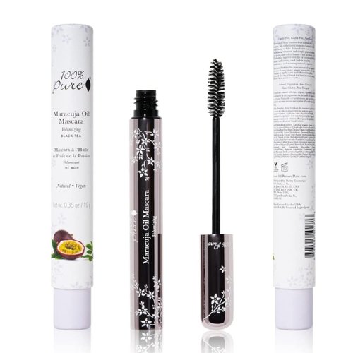 100% PURE Maracuja Oil Mascara - Dramatic Volume & Length, Vegan Formula, Black Tea Color - 0.35 oz