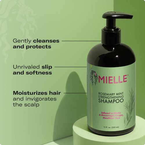 Mielle Organics Rosemary Mint Biotin Shampoo - Moisturizing Hair Cleanser for All Hair Types (12 oz)