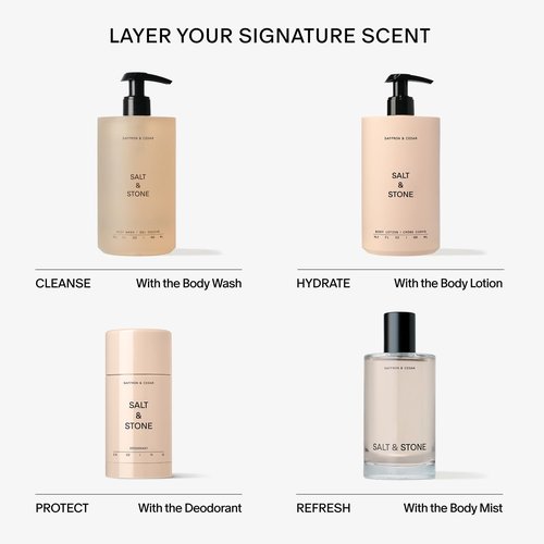 Salt & Stone Body Lotion for Women & Men | Saffron & Cedar | Hydrates, Nourishes & Softens Skin | Restores Dry Skin | Fast-Absorbing | Cruelty-Free & Vegan | 3.4 fl oz