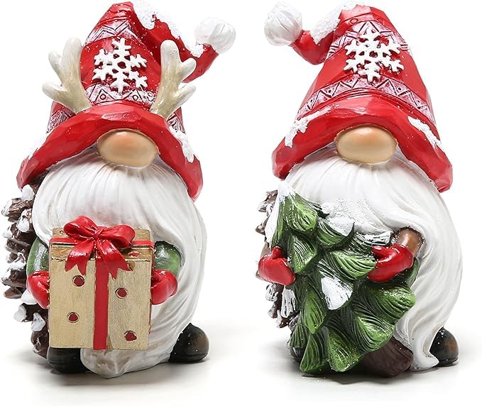 Christmas Gnomes Decor Resin Figurines - Holiday Table Centerpiece - Variation of THIS listing