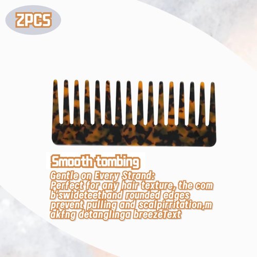 Skiennix Large Hair Detangling Comb - Wide Tooth Cellulose Detangler for Thick Curly Hair | 2 Pack (Tortoise Shell, Ivory)