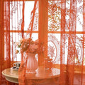 Orange Lace Curtains 55x63 Inches - 2 Panels, Halloween Sheer Floral Window Drapes - Variation of THIS listing