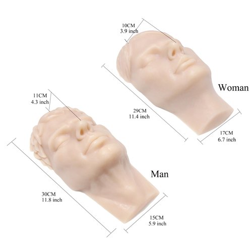 JUYO VONSAN Injection Training Mannequin Face Silicone Head Facial Injection Face Nose Model （Not TPE） for Piercing Tattoo Practice Medical Student (Woman Head)