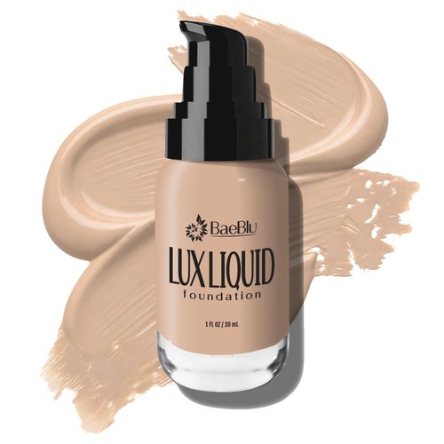 BaeBlu Organic Aloe-Based LUX Liquid Foundation, Natural Vegan Gluten-Free Made in USA, Nutmeg