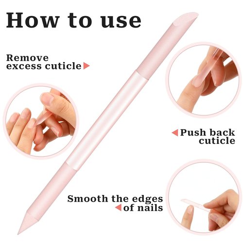 Skiennix Glass Cuticle Pusher Set - Double-Sided Cuticle Remover Tools for Perfect Manicure | 2 Pieces
