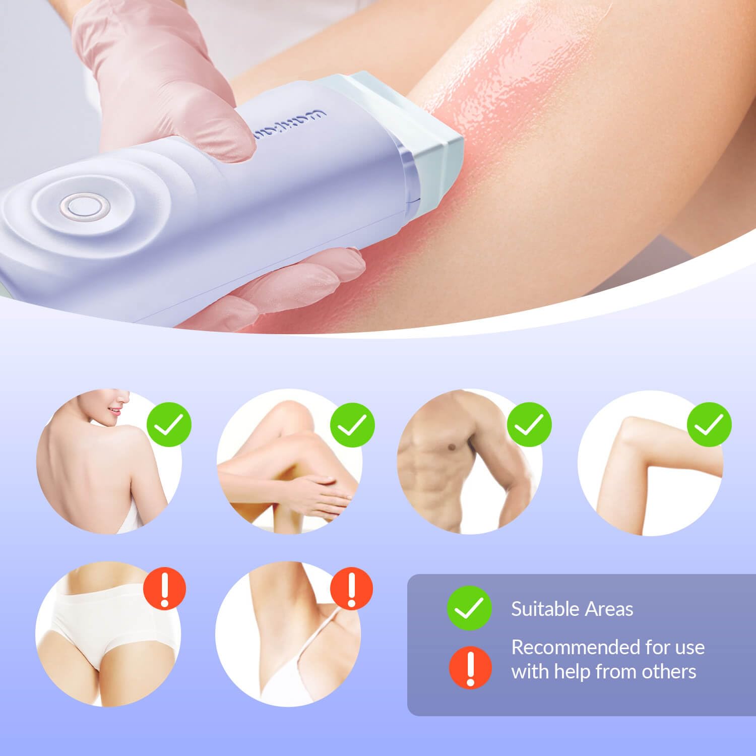 Waxfans Smart Wax Roller Kit, Roll On Wax Kit for Women & Men, Cera Para Depilar at Home Waxing Kit for Body and Legs Hair Removal, with 2 Wax Refills (Levender) & 50 Wax Strips, Easy & Smooth, Purple