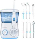 TUREWELL Water Flosser - 600ML Electric Oral Irrigator with 10 Pressure Settings & 8 Tips | Family Use (White)