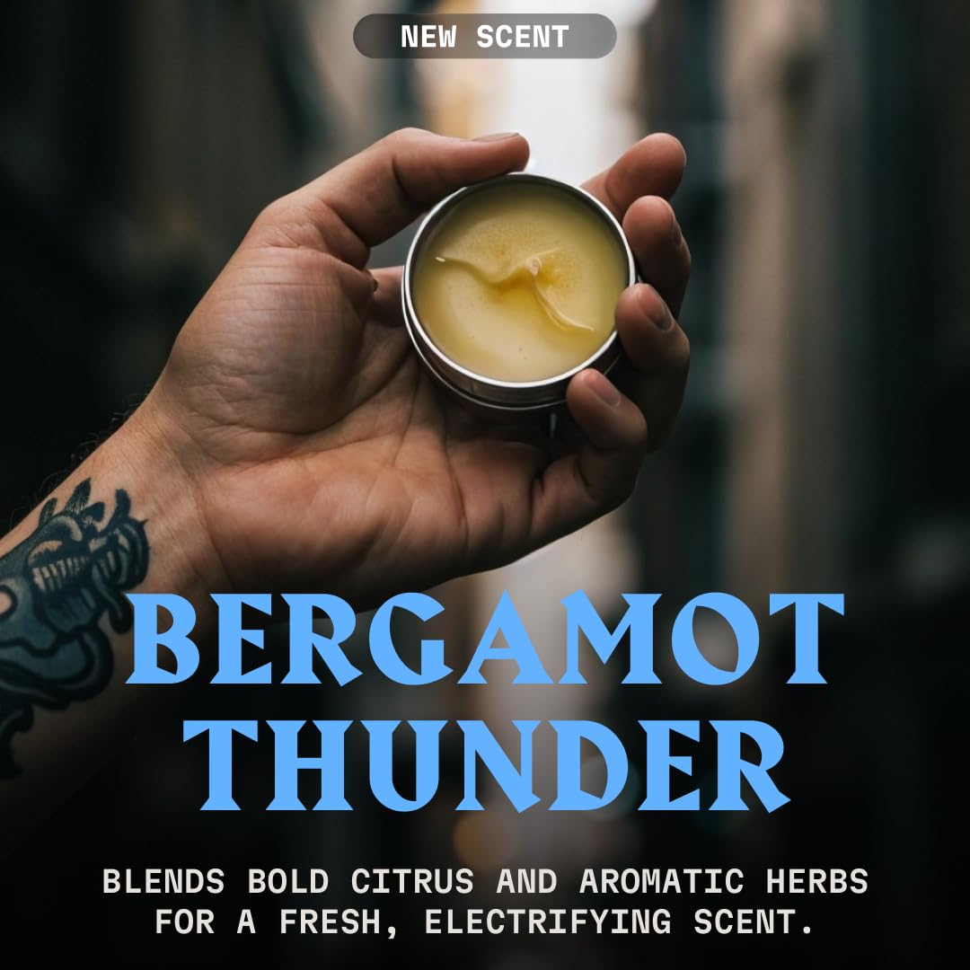 Viking Beard Balm for Men - Leave-In Conditioner & Styling Balm with Argan & Jojoba Oils | 2 Oz, Bergamot Thunder